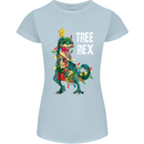 Tree Rex T-Rex Funny Christmas Dinosaur Womens Petite Cut T-Shirt Light Blue