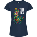 Tree Rex T-Rex Funny Christmas Dinosaur Womens Petite Cut T-Shirt Navy Blue