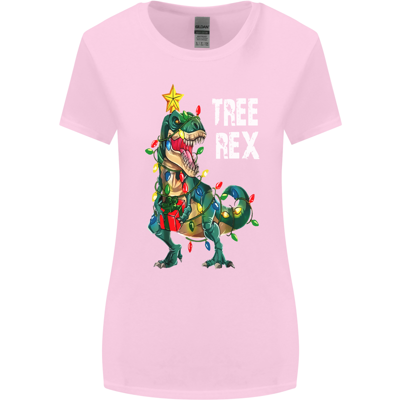Tree Rex T-Rex Funny Christmas Dinosaur Womens Wider Cut T-Shirt Light Pink
