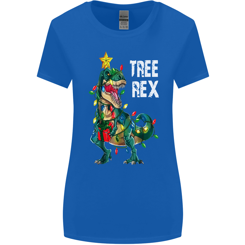 Tree Rex T-Rex Funny Christmas Dinosaur Womens Wider Cut T-Shirt Royal Blue