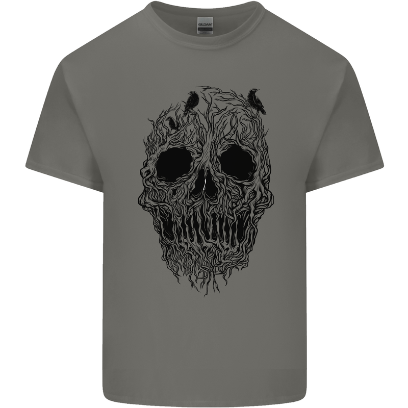 Tree Skull Kids T-Shirt Childrens Charcoal