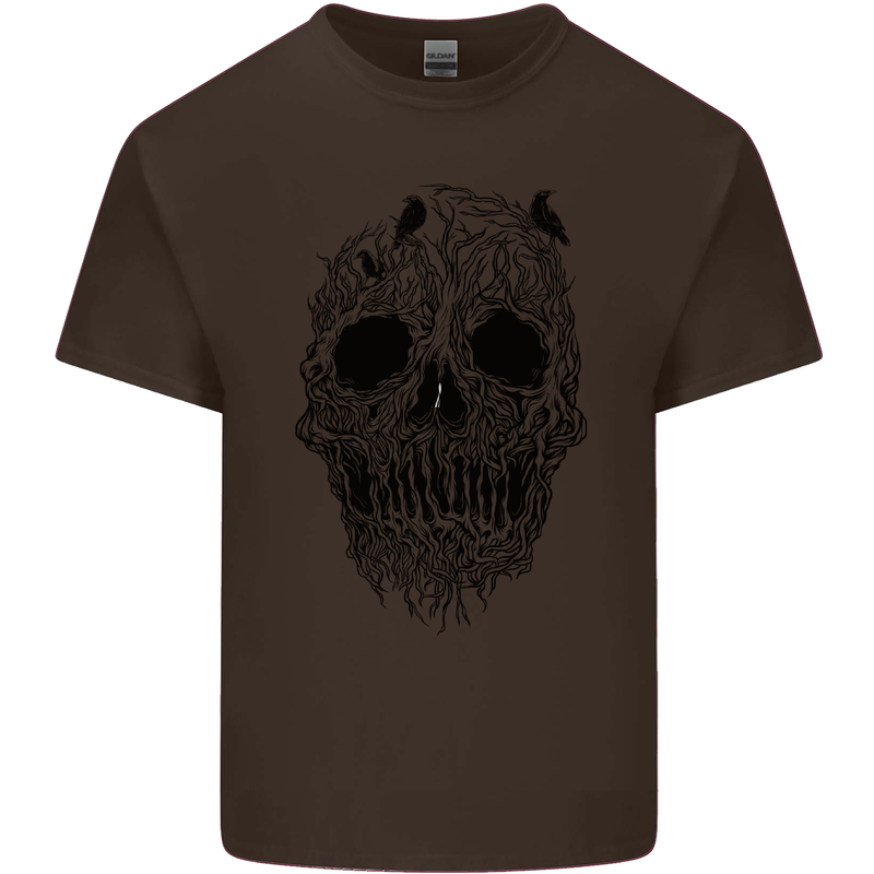 Tree Skull Kids T-Shirt Childrens Chocolate