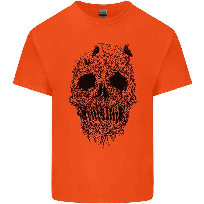 Tree Skull Kids T-Shirt Childrens Orange