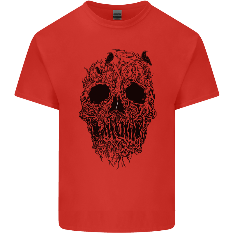Tree Skull Kids T-Shirt Childrens Red