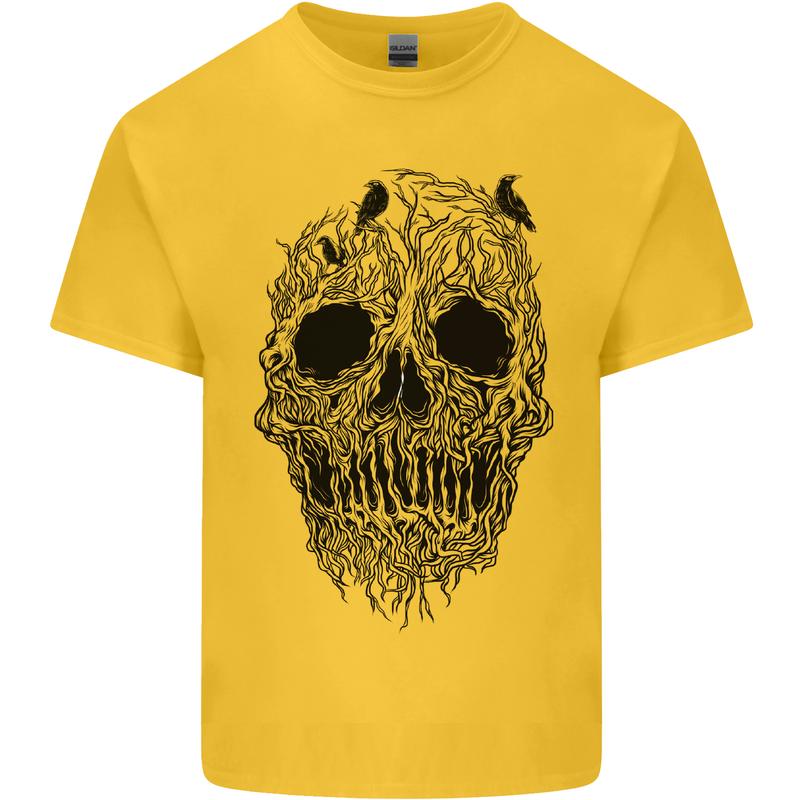 Tree Skull Kids T-Shirt Childrens Yellow