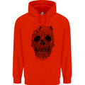 Tree Skull Mens 80% Cotton Hoodie Bright Red