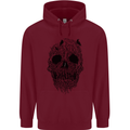 Tree Skull Mens 80% Cotton Hoodie Maroon