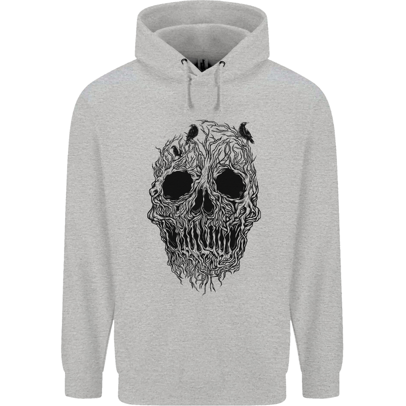 Tree Skull Mens 80% Cotton Hoodie Sports Grey