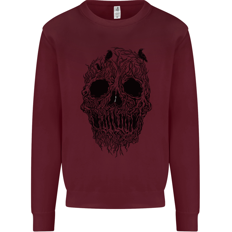 Tree Skull Mens Sweatshirt Jumper Maroon