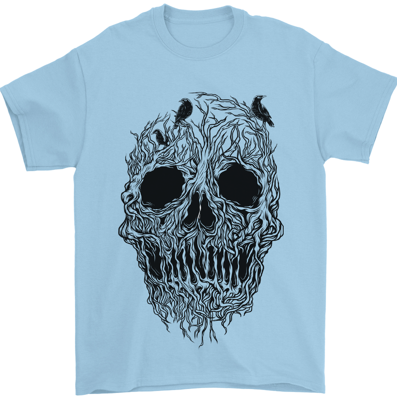 Tree Skull Mens T-Shirt 100% Cotton Light Blue