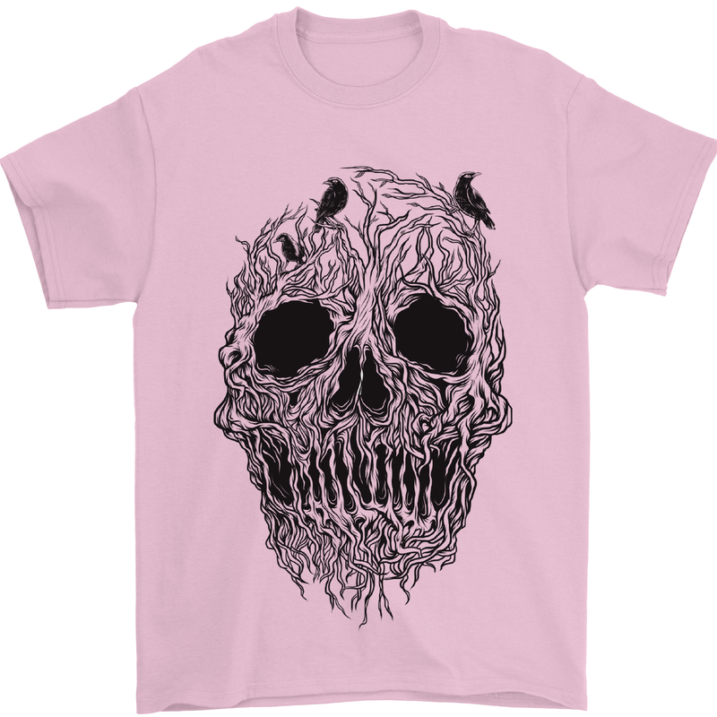 Tree Skull Mens T-Shirt 100% Cotton Light Pink