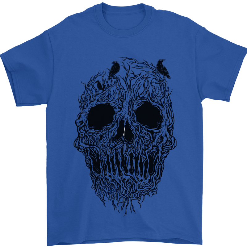 Tree Skull Mens T-Shirt 100% Cotton Royal Blue
