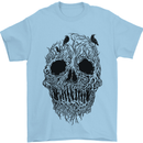 Tree Skull Mens T-Shirt Cotton Gildan Light Blue