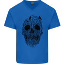 Tree Skull Mens V-Neck Cotton T-Shirt Royal Blue