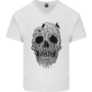 Tree Skull Mens V-Neck Cotton T-Shirt White