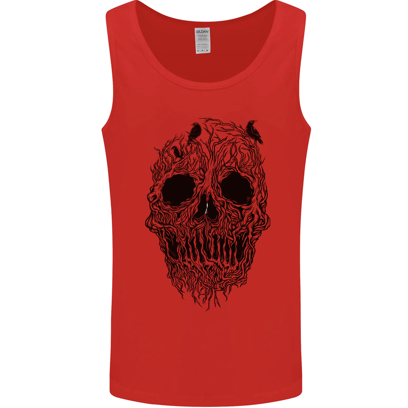 Tree Skull Mens Vest Tank Top Red