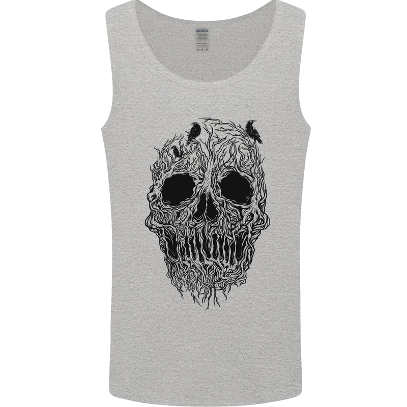 Tree Skull Mens Vest Tank Top Sports Grey