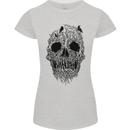 Tree Skull Womens Petite Cut T-Shirt Sports Grey