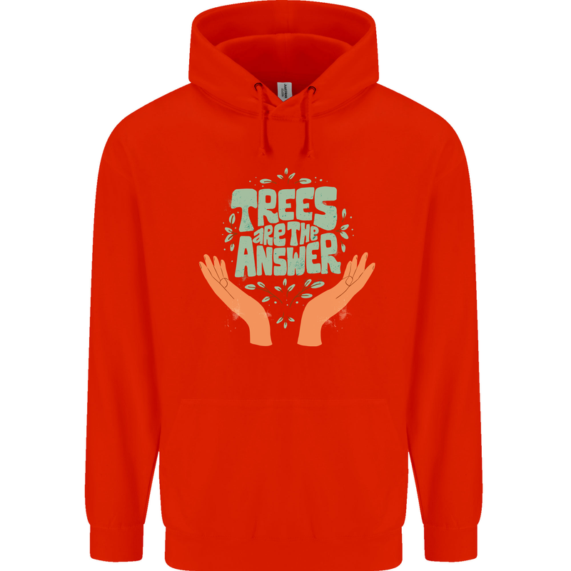 Trees Are the Answer Climate Change Childrens Kids Hoodie Bright Red
