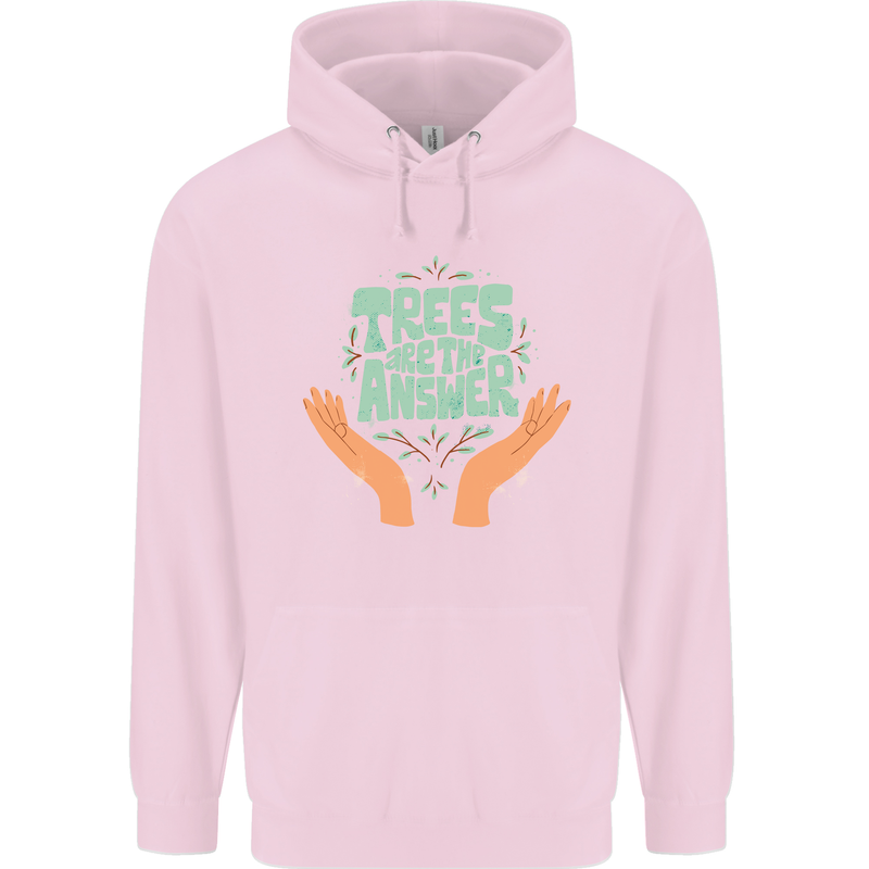 Trees Are the Answer Climate Change Childrens Kids Hoodie Light Pink