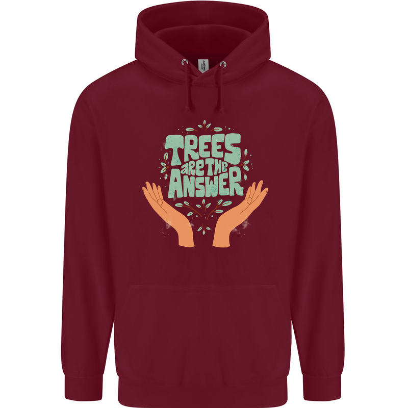 Trees Are the Answer Climate Change Childrens Kids Hoodie Maroon