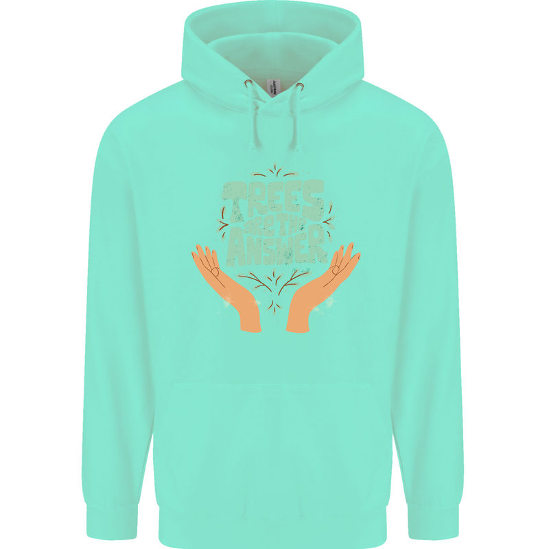 Trees Are the Answer Climate Change Childrens Kids Hoodie Peppermint