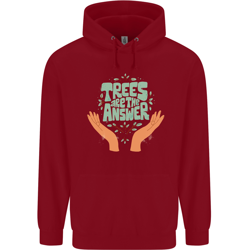Trees Are the Answer Climate Change Childrens Kids Hoodie Red