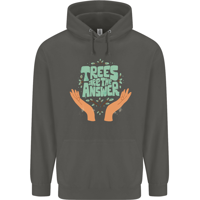 Trees Are the Answer Climate Change Childrens Kids Hoodie Storm Grey