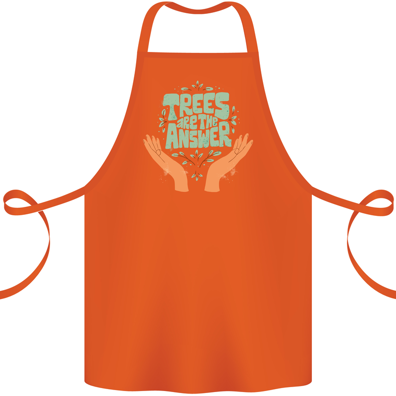 Trees Are the Answer Climate Change Cotton Apron 100% Organic Orange