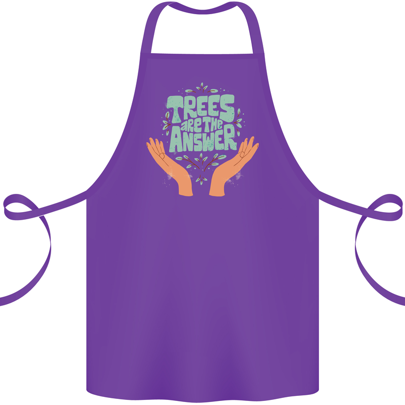 Trees Are the Answer Climate Change Cotton Apron 100% Organic Purple