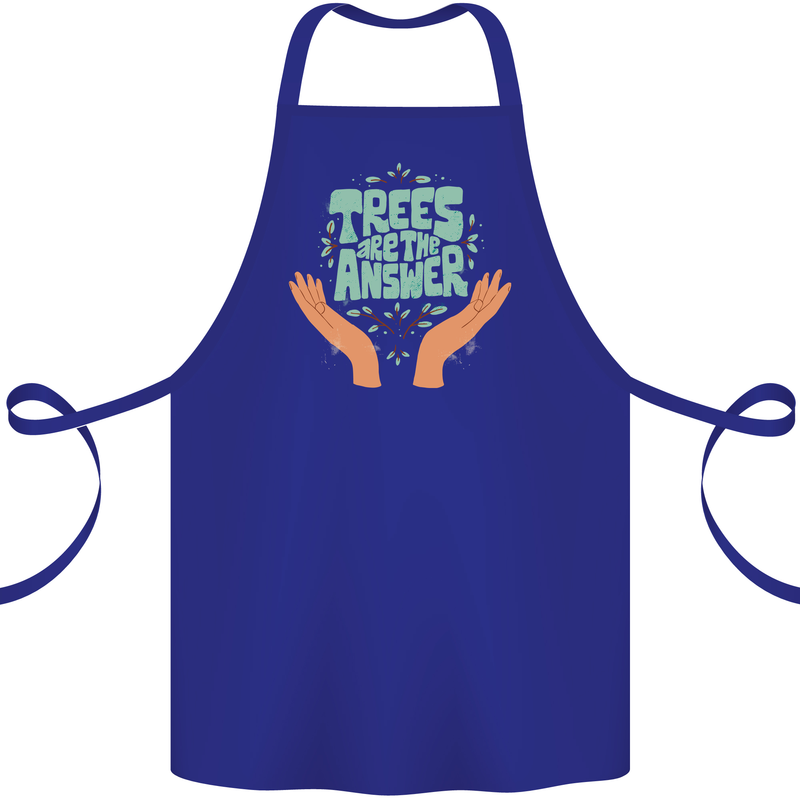 Trees Are the Answer Climate Change Cotton Apron 100% Organic Royal Blue