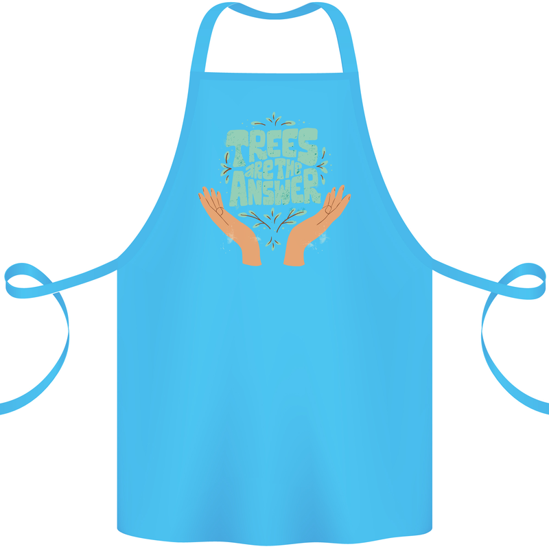 Trees Are the Answer Climate Change Cotton Apron 100% Organic Turquoise