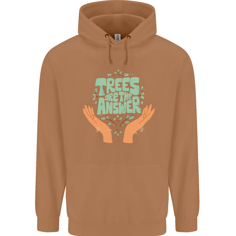 Trees Are the Answer Climate Change Mens 80% Cotton Hoodie Caramel Latte