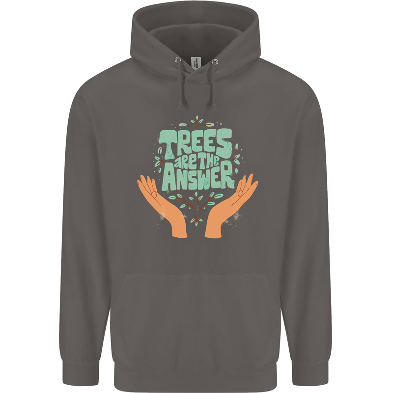 Trees Are the Answer Climate Change Mens 80% Cotton Hoodie Charcoal