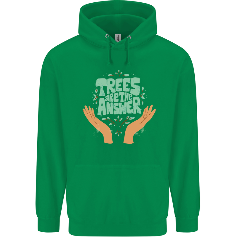 Trees Are the Answer Climate Change Mens 80% Cotton Hoodie Irish Green