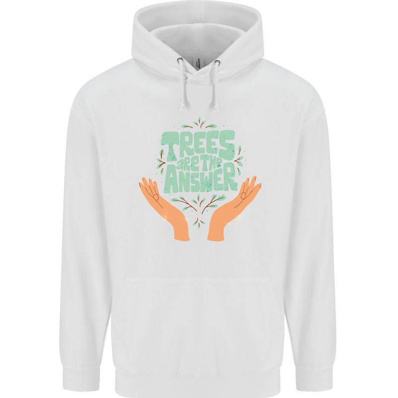 Trees Are the Answer Climate Change Mens 80% Cotton Hoodie White