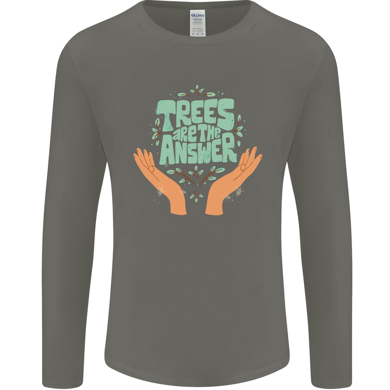 Trees Are the Answer Climate Change Mens Long Sleeve T-Shirt Charcoal