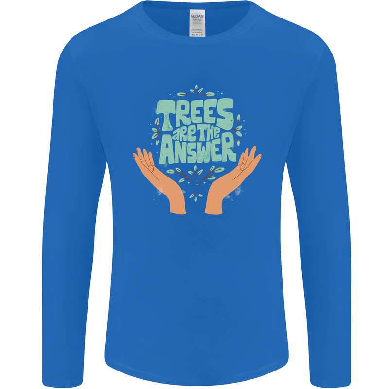 Trees Are the Answer Climate Change Mens Long Sleeve T-Shirt Royal Blue