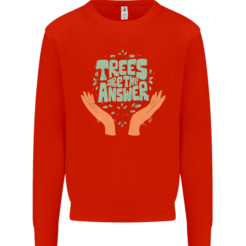Trees Are the Answer Climate Change Mens Sweatshirt Jumper Bright Red
