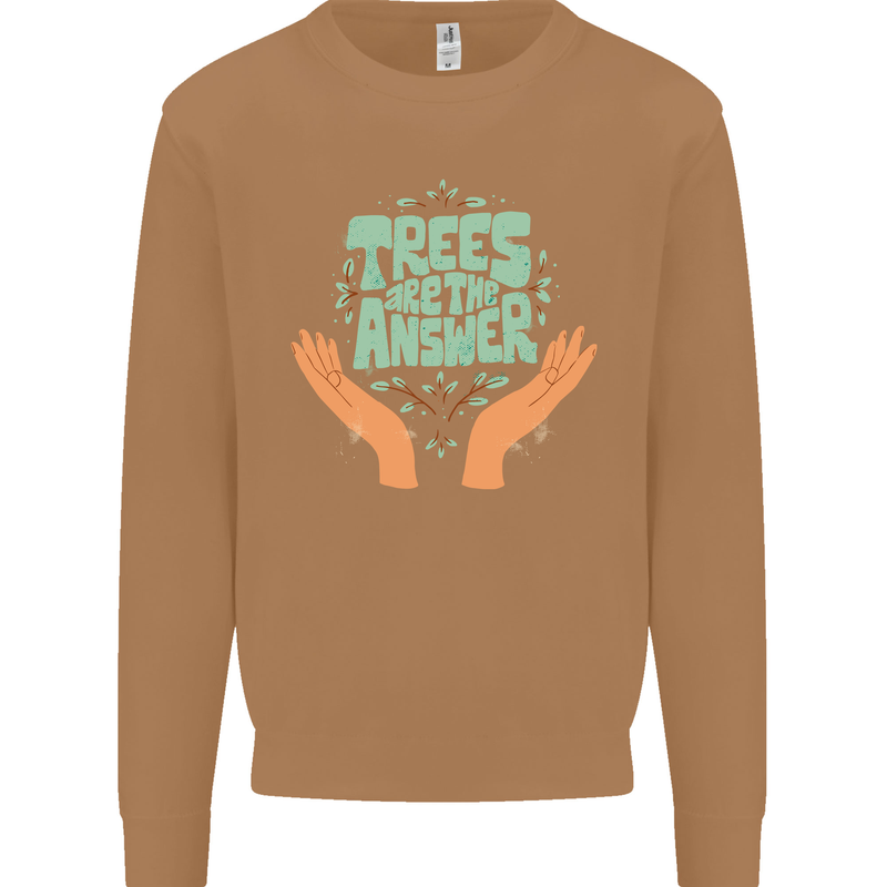 Trees Are the Answer Climate Change Mens Sweatshirt Jumper Caramel Latte