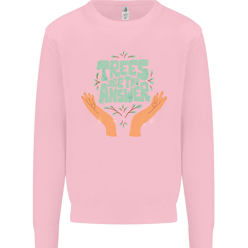 Trees Are the Answer Climate Change Mens Sweatshirt Jumper Light Pink