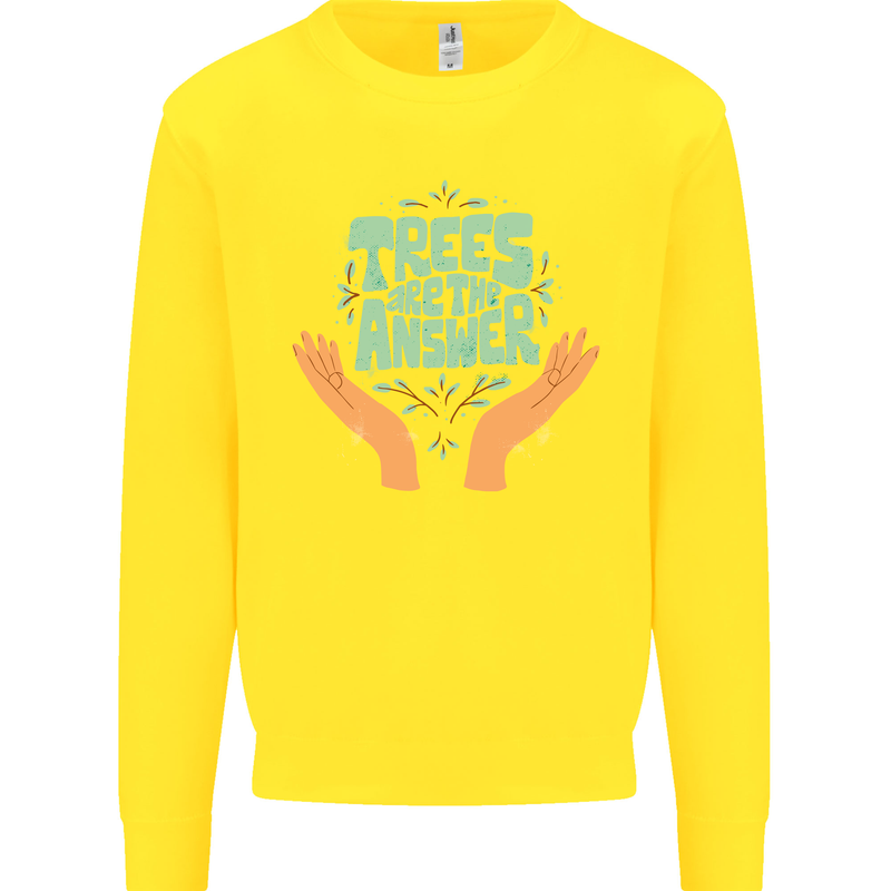 Trees Are the Answer Climate Change Mens Sweatshirt Jumper Yellow