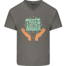 Trees Are the Answer Climate Change Mens V-Neck Cotton T-Shirt Charcoal