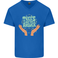 Trees Are the Answer Climate Change Mens V-Neck Cotton T-Shirt Royal Blue