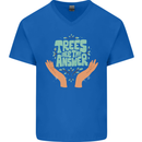 Trees Are the Answer Climate Change Mens V-Neck Cotton T-Shirt Royal Blue