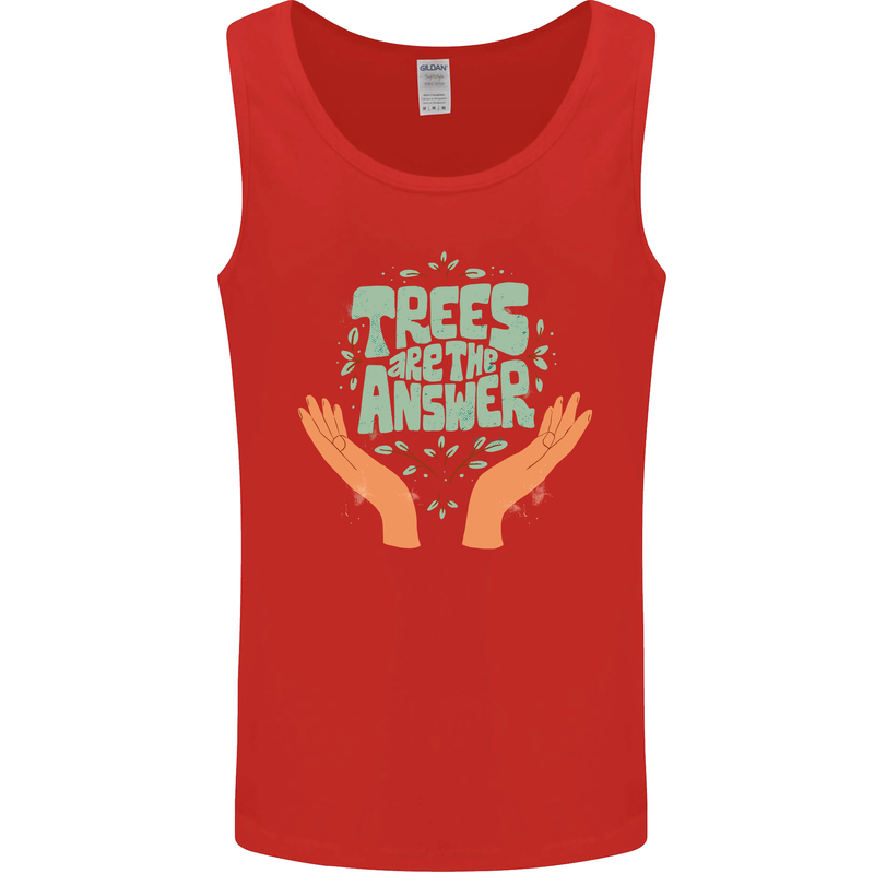 Trees Are the Answer Climate Change Mens Vest Tank Top Red