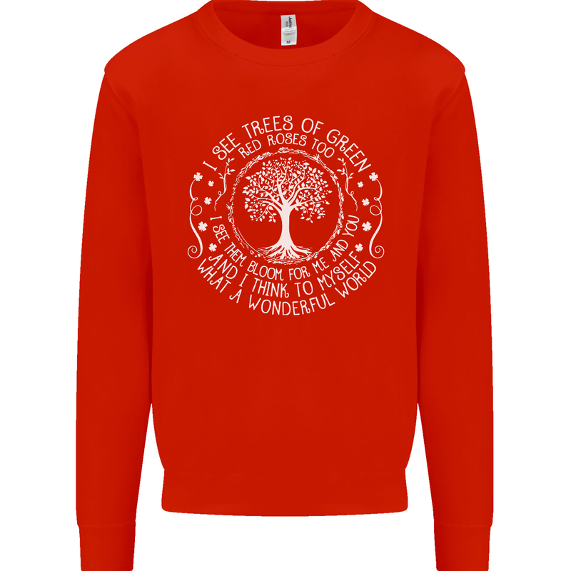 Trees Of Green Kids Sweatshirt Jumper Bright Red