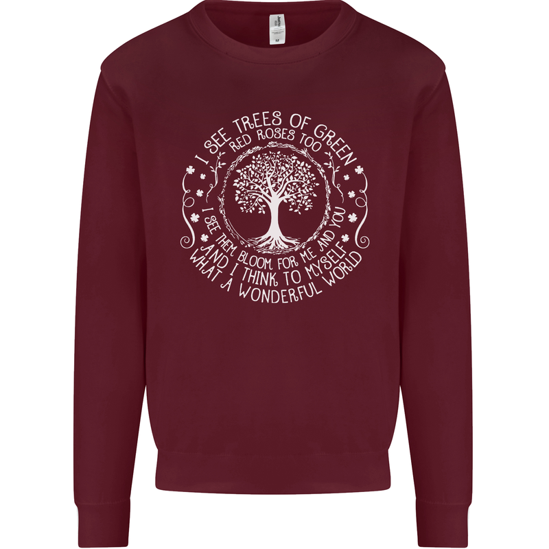 Trees Of Green Kids Sweatshirt Jumper Maroon