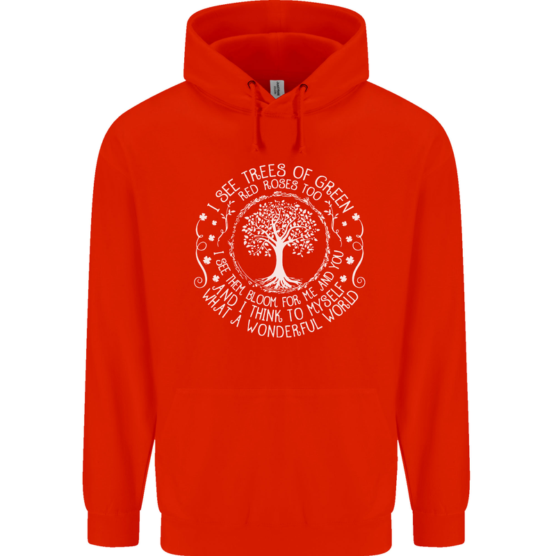 Trees Of Green Mens 80% Cotton Hoodie Bright Red