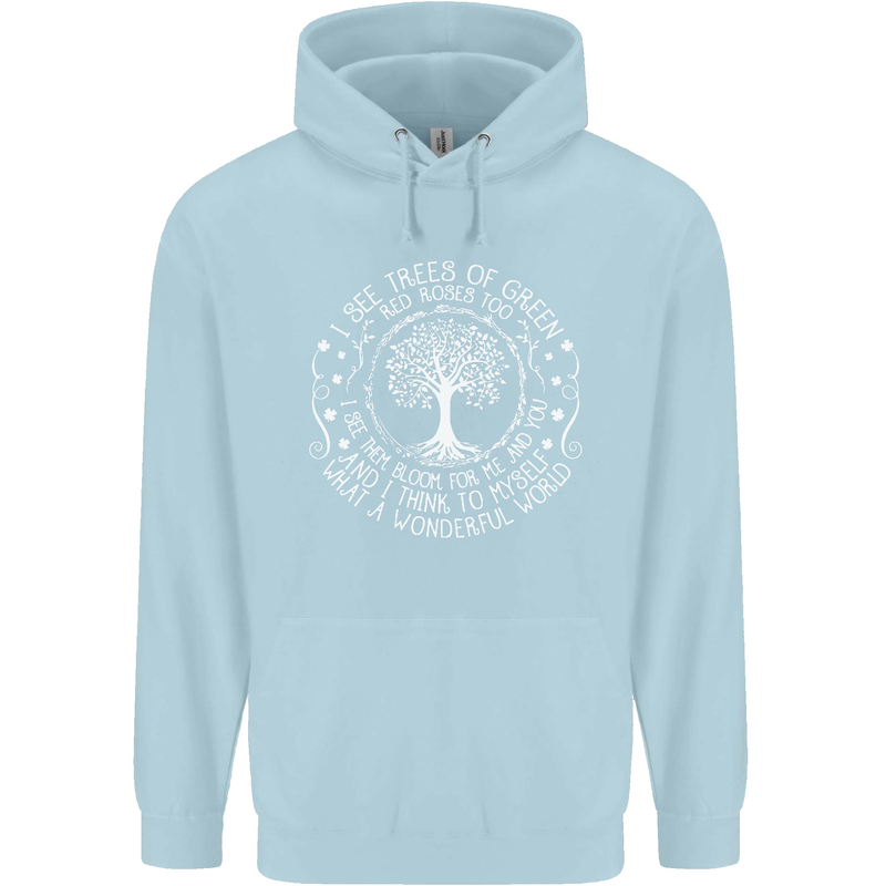 Trees Of Green Mens 80% Cotton Hoodie Light Blue